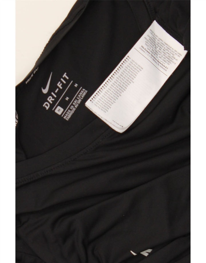 Nike Damen Dri Fit Graphic Top Langarm UK 14 Medium Schwarz Polyester
