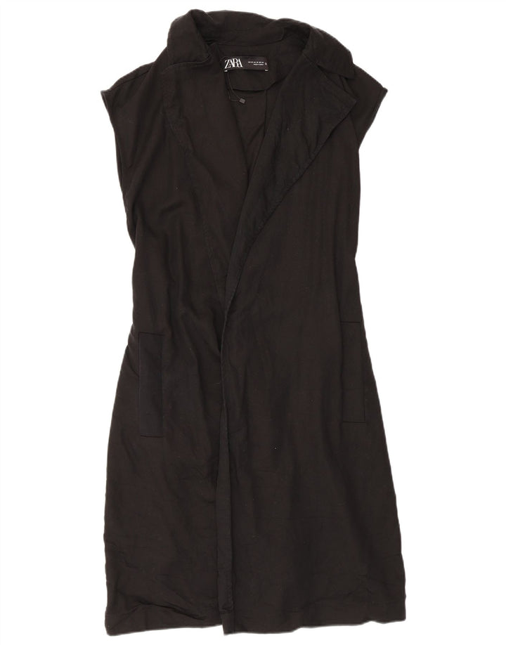 Zara Damen Wickelkleid UK 6 XS Schwarz Lyocell