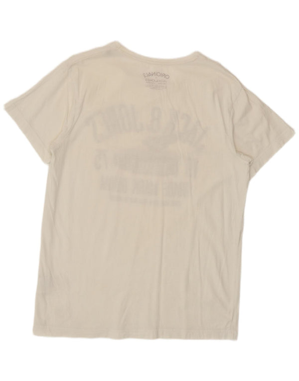 Jack & Jones Herren-T-Shirt mit Grafik, Größe L, aus weißer Baumwolle