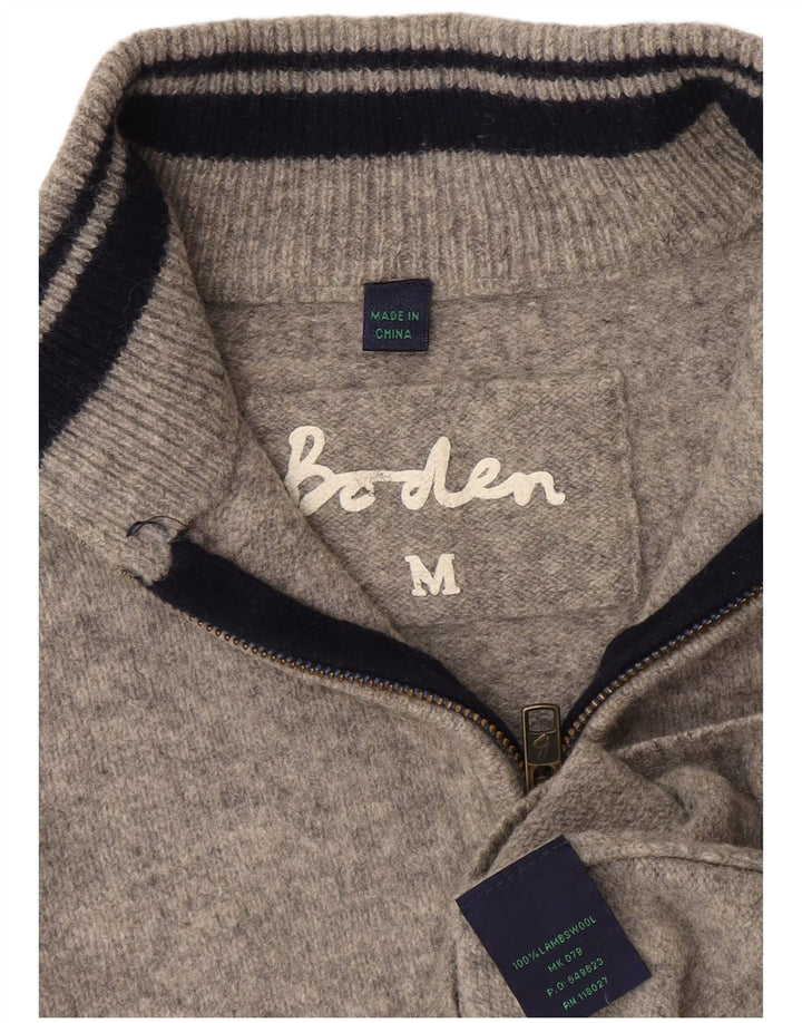 Boden Damen-Pullover mit Reißverschluss am Hals, UK 14, mittelgrau gefleckte Wolle