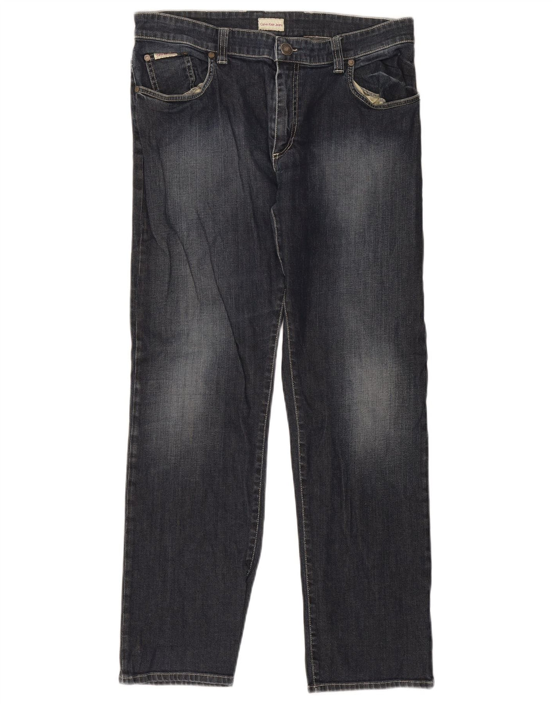 Calvin Klein Herren Straight Jeans W34 L30 Marineblau Baumwolle