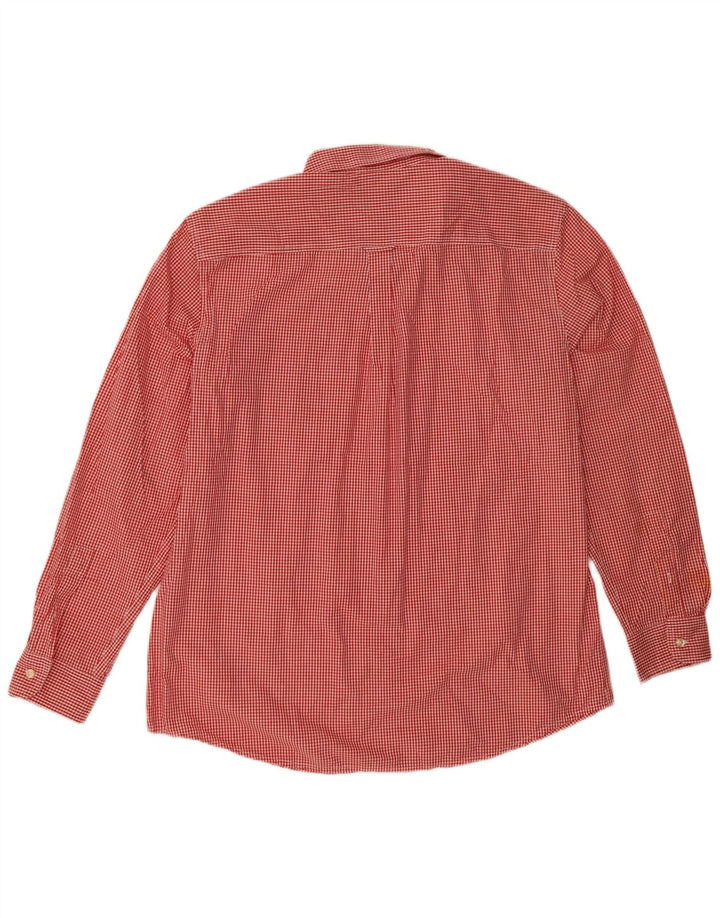 Chaps Pflegeleichtes Herrenhemd XL aus roter Gingham-Baumwolle