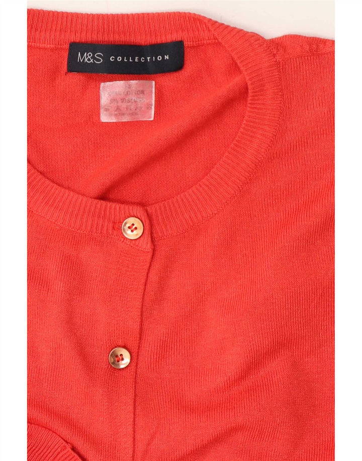 Marks & Spencer Damen-Cardigan mit normaler Passform, UK 12, mittelrot, Baumwolle