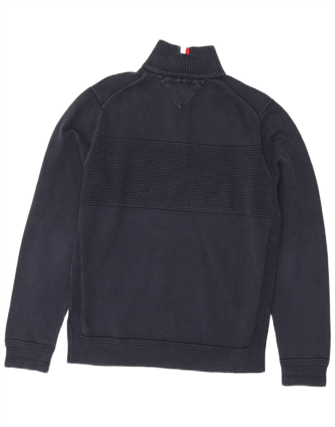 Tommy Hilfiger Herren-Pullover mit Reißverschluss am Hals, mittlere marineblaue Baumwolle