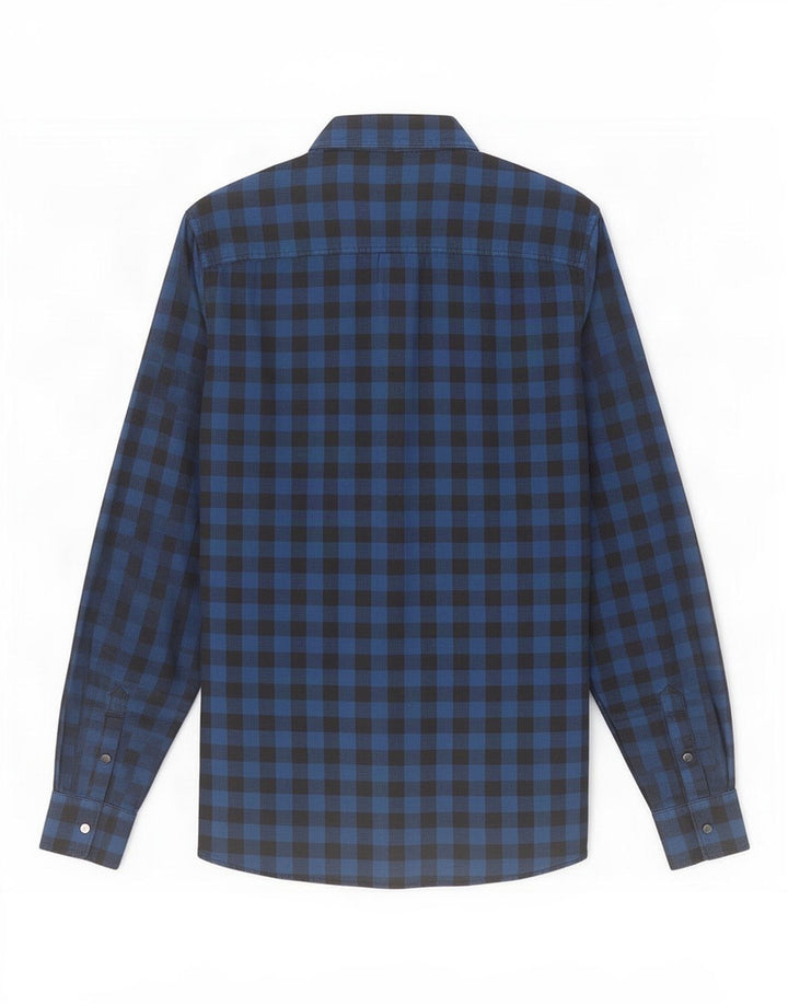 Guess Herren-Hemd mit normaler Passform, kleiner blauer Gingham-Karomuster