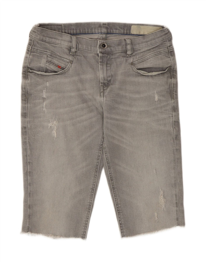 Diesel Damen Belthy Distressed Denim Shorts W27 Small Graue Baumwolle