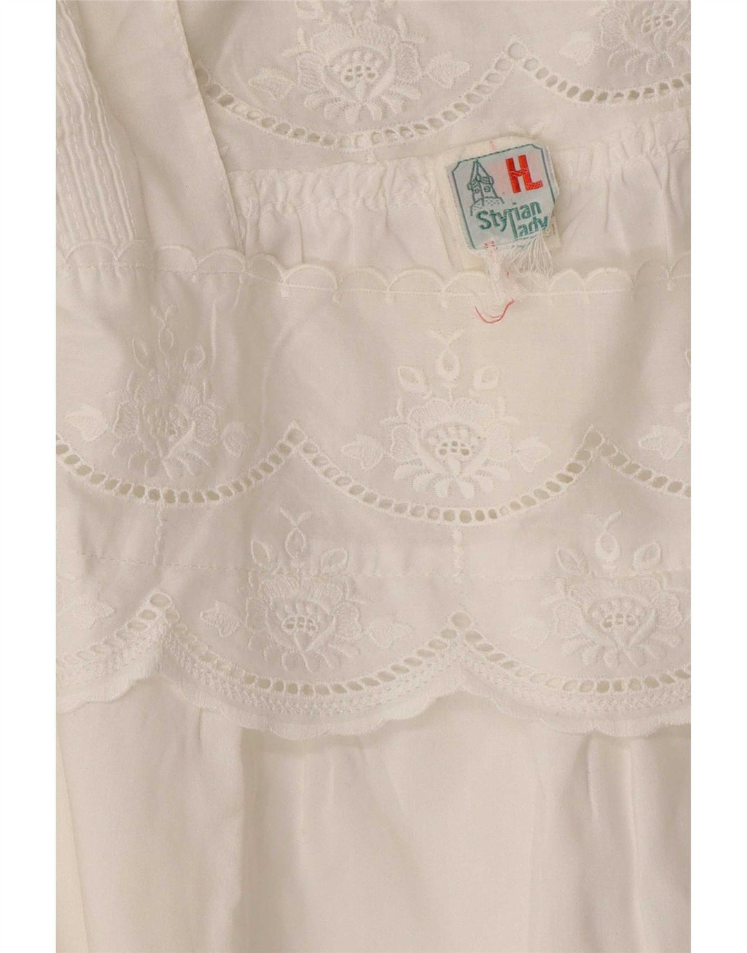 Vintage Damen Bluse Top UK 16 Großes weißes Blumenmuster