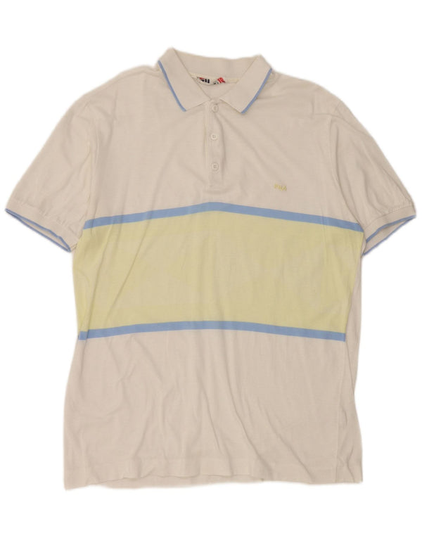 Fila Herren Poloshirt IT 54 XL weiß gestreift aus Baumwolle