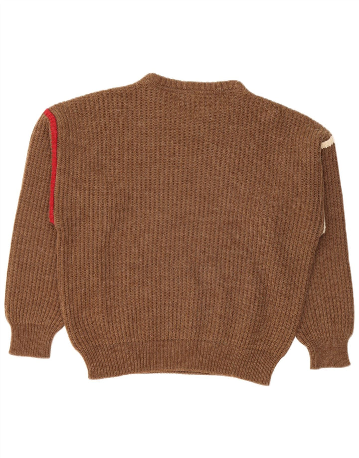 Setball Herren-Pullover mit Rundhalsausschnitt, IT 50, mittelbraun, Farbblock