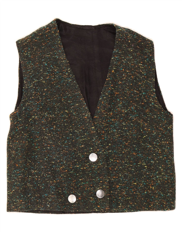 VINTAGE Womens Waistcoat UK 12 Medium Green Flecked Vintage Vintage and Second-Hand Vintage from Messina Hembry 