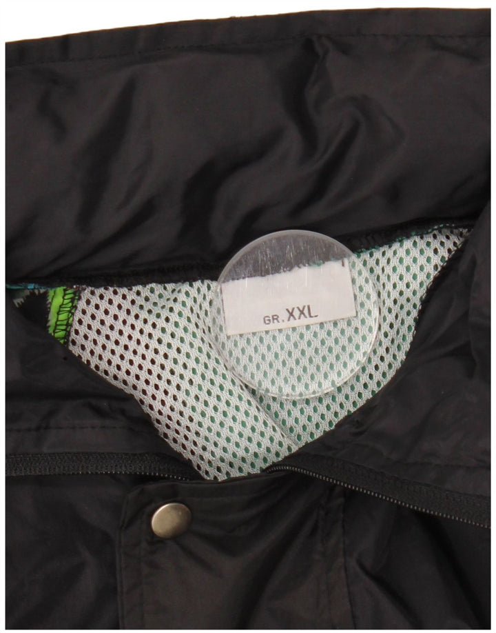 VINTAGE Herren Regenjacke mit Kapuze UK 44 2XL Schwarz Geometrisch