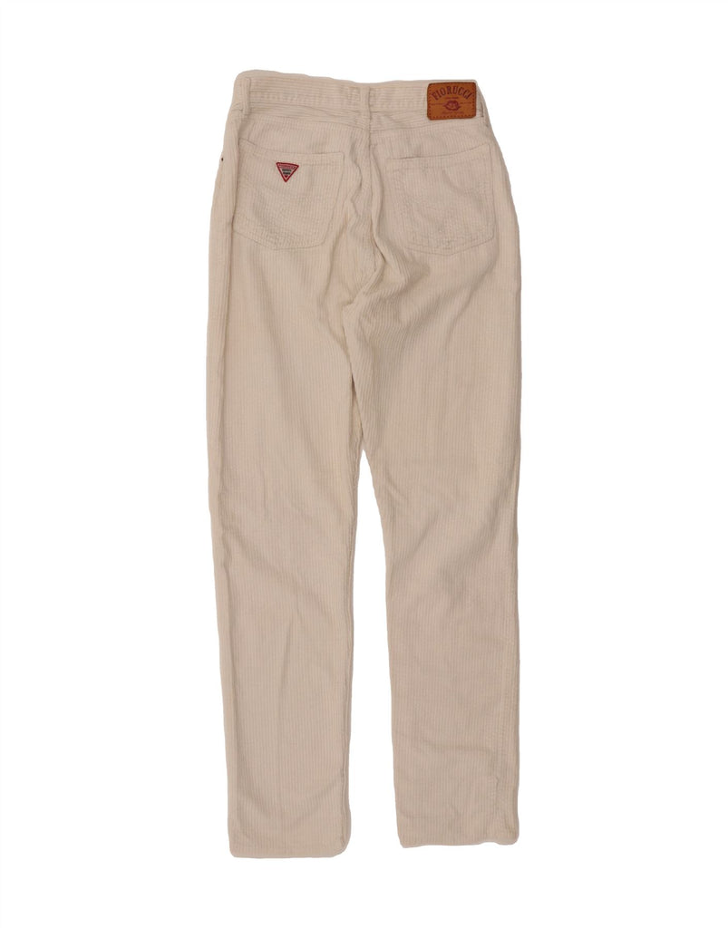 FIORUCCI Womens Slim Corduroy Trousers W30 L30 White Cotton Vintage Fiorucci and Second-Hand Fiorucci from Messina Hembry 