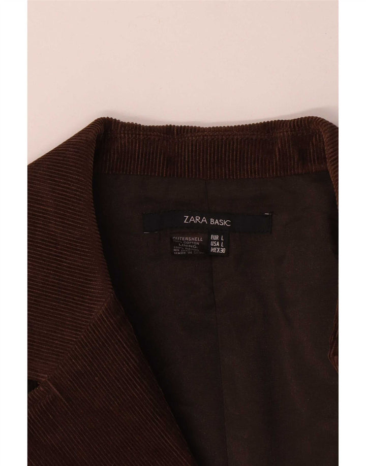 Zara Damen 3-Knopf-Blazer aus Cord, UK 14, große braune Baumwolle
