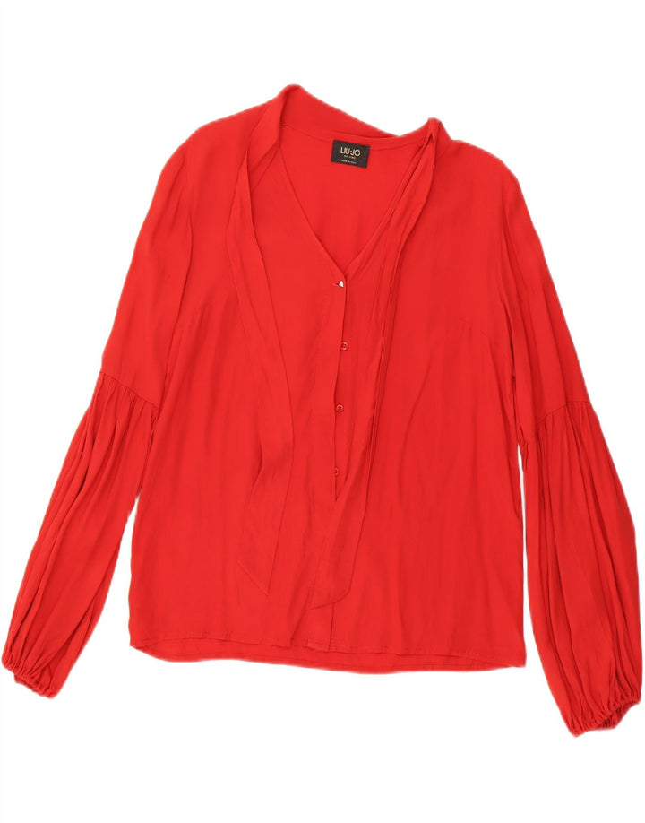 LIU JO Womens Front Tie Shirt Blouse UK 10 Small Red Vintage Liu Jo and Second-Hand Liu Jo from Messina Hembry 