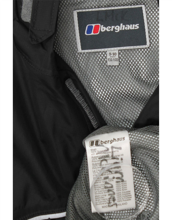 Berghaus Jungen-Regenjacke mit Kapuze, 9–10 Jahre, schwarzes Nylon