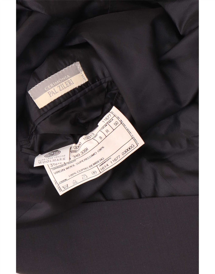 Pal Zileri Herren Longline 3-Knopf-Blazerjacke IT 50 Große marineblaue Wolle