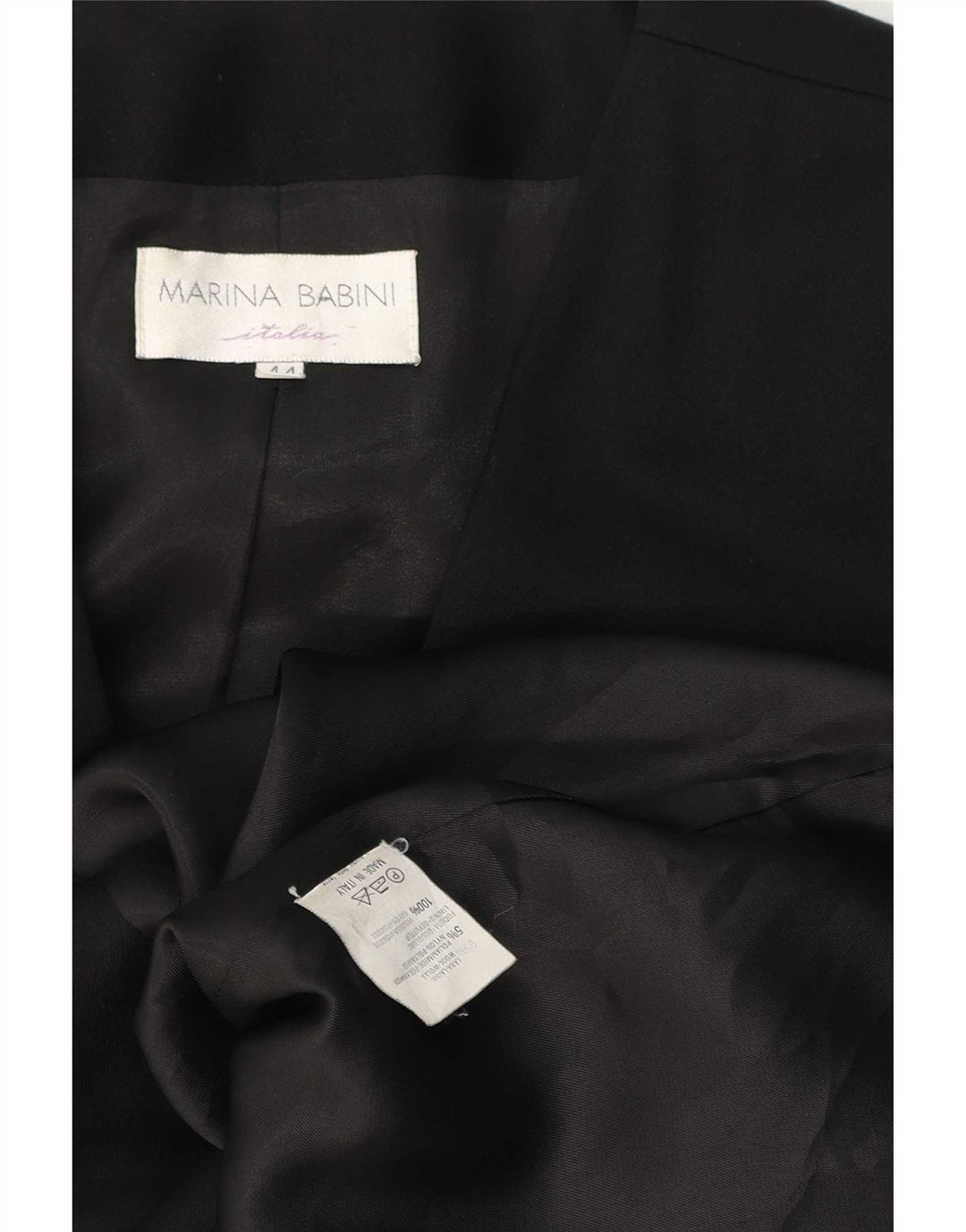 Marina Babini Damen Zweireiher-Blazerjacke IT 44 Mittelschwarze Wolle