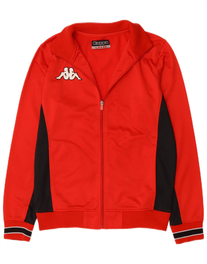 Kappa Herren-Trainingsanzug-Top-Jacke, großes rotes Farbblock-Polyester