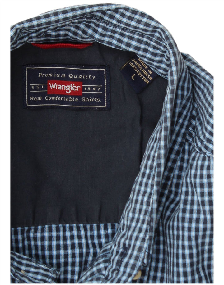 Wrangler Herrenhemd, groß, blau kariert, Baumwolle