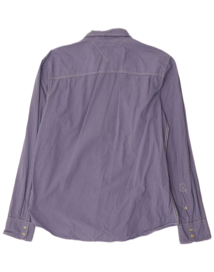Tommy Hilfiger Herrenhemd 2XL, blaue Gingham-Baumwolle