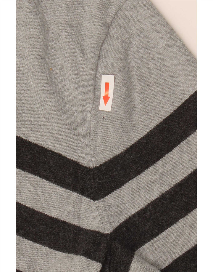 Tommy Hilfiger Herren-Pullover mit V-Ausschnitt, mittelgrau, gestreift, Baumwolle