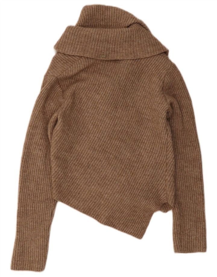 Asymmetrischer Damen-Cardigan von Liu Jo, Größe 40, kleines braunes Acryl
