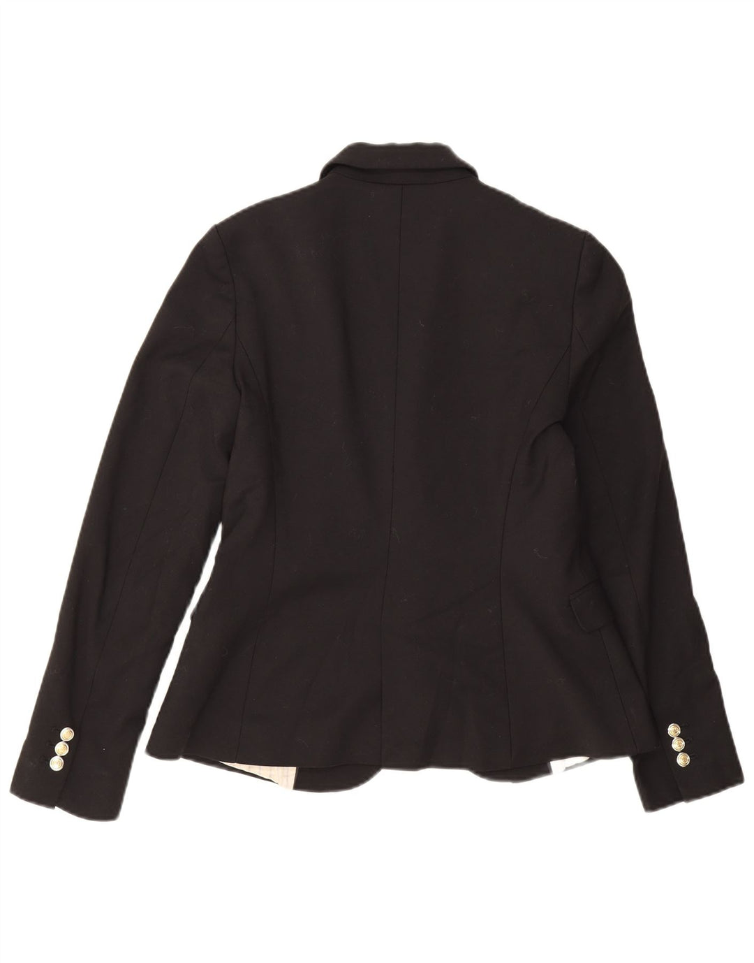 Zara Damen 1-Knopf-Blazerjacke UK 12 Mittelschwarze Baumwolle