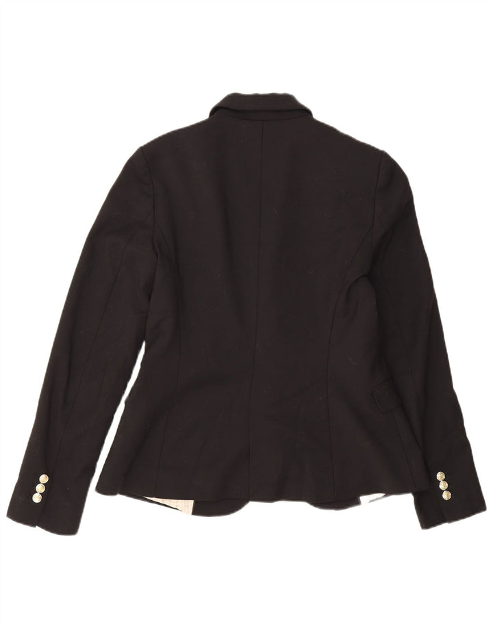 Zara Damen 1-Knopf-Blazerjacke UK 12 Mittelschwarze Baumwolle