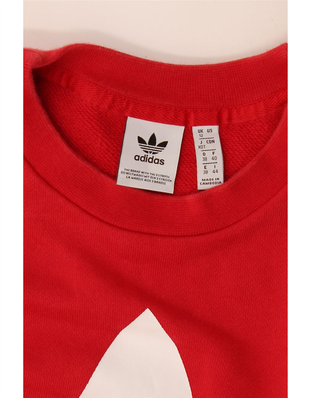 ADIDAS Damen Grafik-Sweatshirt-Pullover UK 12 Mittelrote Baumwolle