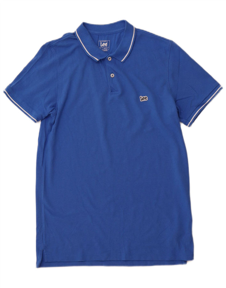 LEE Herren-Poloshirt mit normaler Passform, mittelblaue Baumwolle