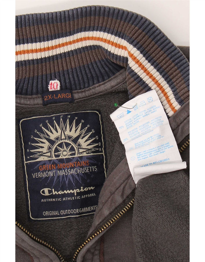 Champion Herren-Sweatshirt mit Reißverschluss, 2XL, graue Baumwolle