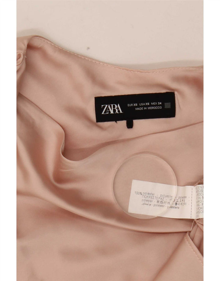 Zara Damen ärmelloses Blusenoberteil UK 6 XS Rosa Polyester