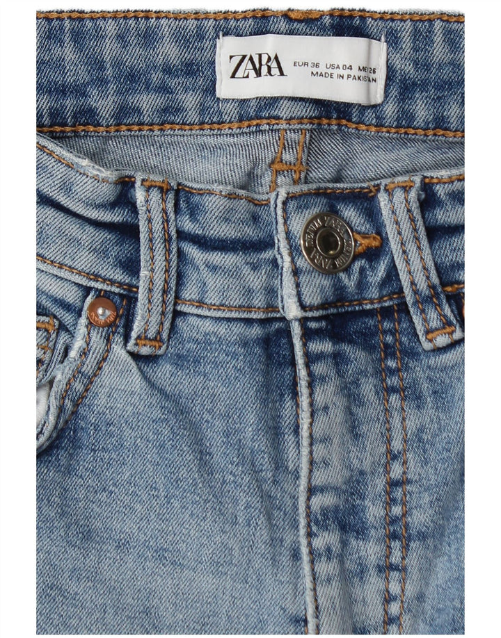 ZARA Damen Bootcut Jeans EU 36 XS W26 L25 Blaue Baumwolle
