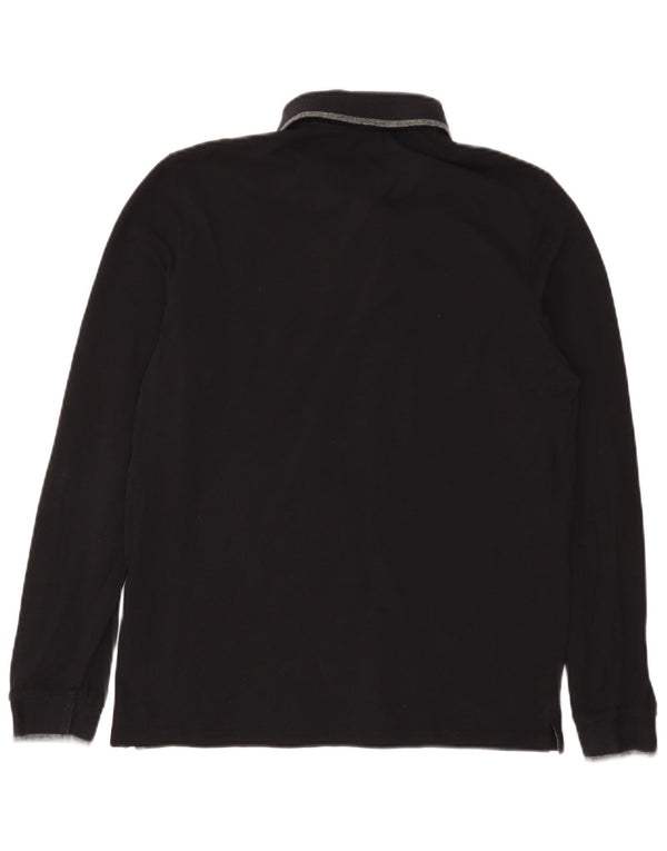 CHAMPION Mens Long Sleeve Polo Shirt Small Black Cotton