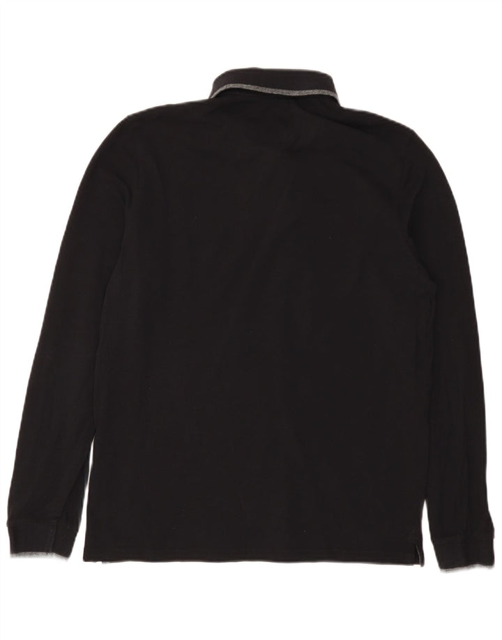 CHAMPION Herren-Langarm-Poloshirt, Größe S, Schwarz, Baumwolle