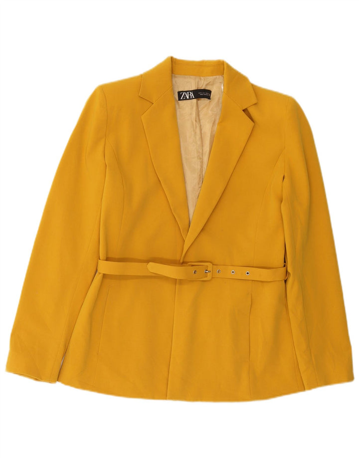 Zara Damen-Blazer mit Gürtel, Gr. 10, klein, gelb, Polyester