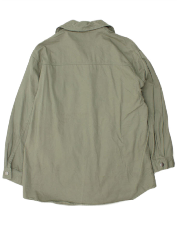 Übergroße Utility-Jacke für Herren von Zara, UK 10, Größe S, grüne Baumwolle