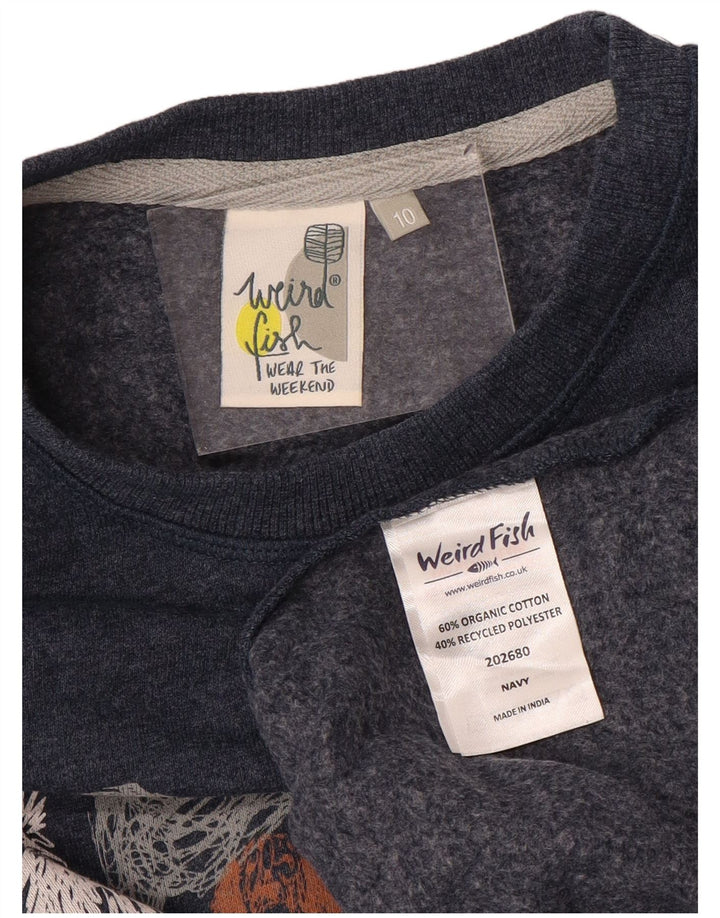 Weird Fish Damen-Sweatshirt mit Grafik, übergroß, Gr. 10, Marineblau