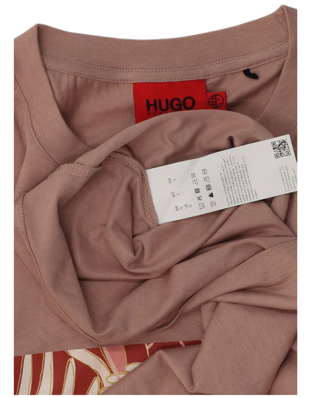 HUGO BOSS Herren-T-Shirt mit Grafik, Größe L, rosa, Baumwolle