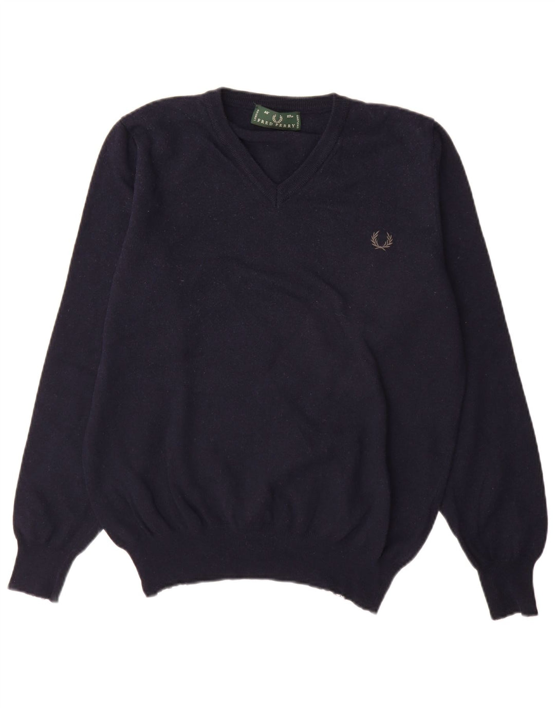 Fred Perry Herren-Pullover mit V-Ausschnitt, große marineblaue Wolle