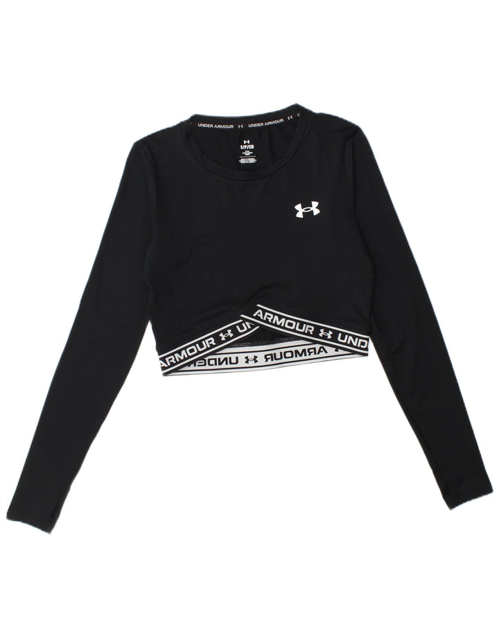 Under Armour Damen Crop Graphic Top Langarm UK 10 Small Schwarz