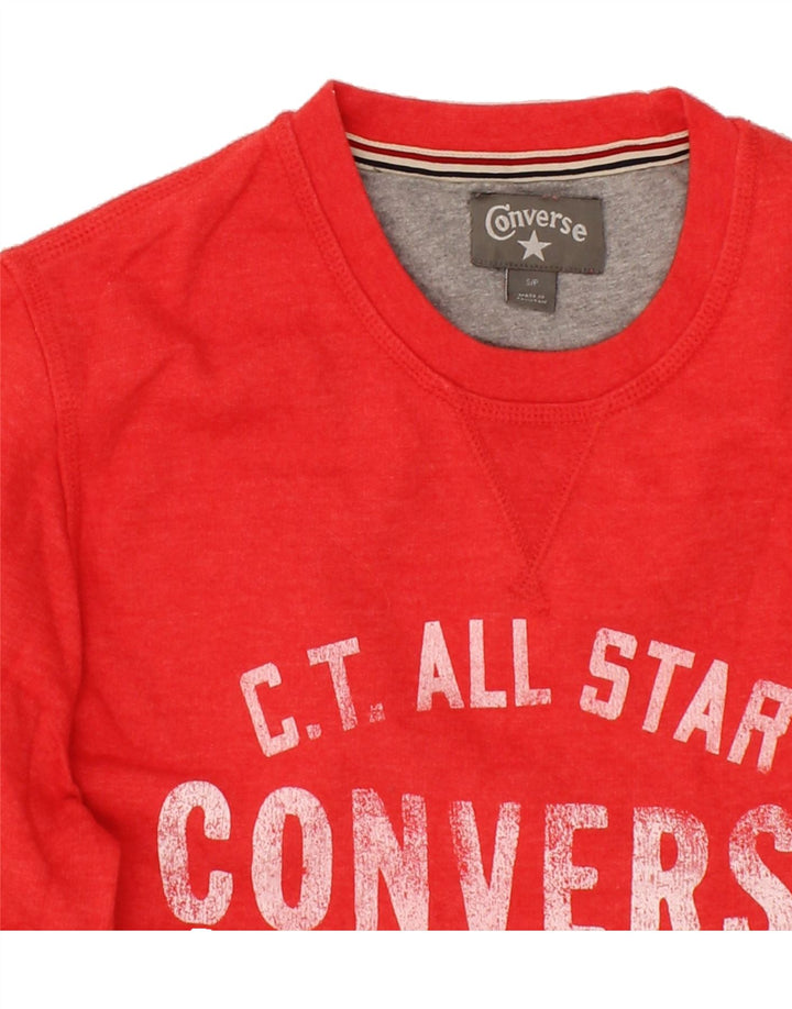CONVERSE Mens Graphic Sweatshirt Jumper Small Red Cotton Vintage Converse and Second-Hand Converse from Messina Hembry 
