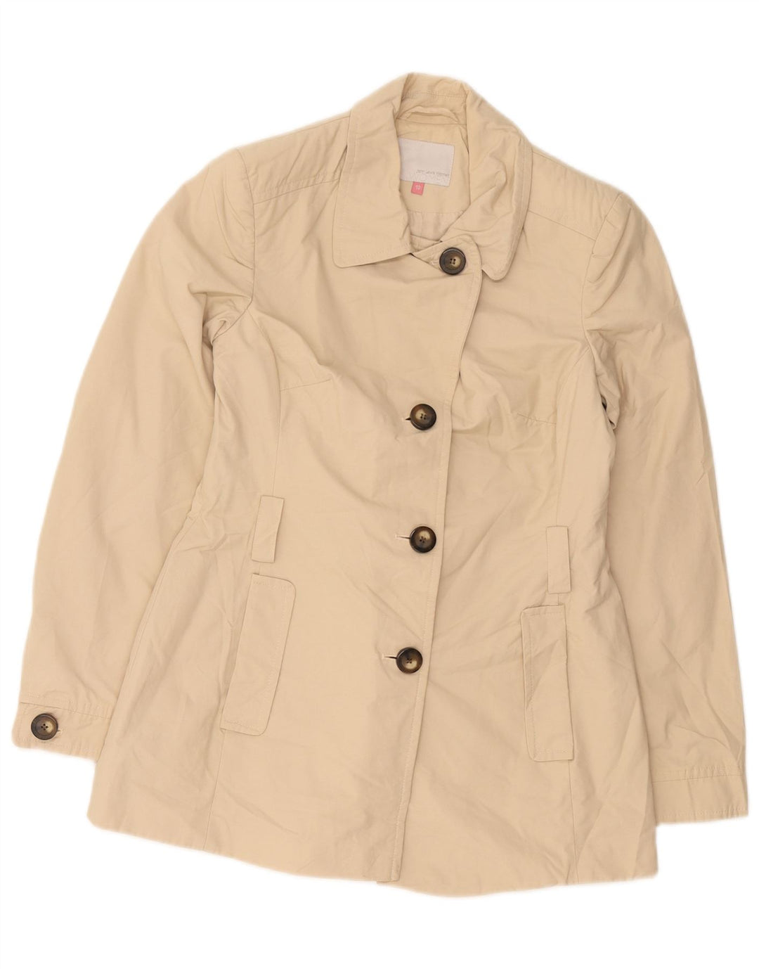 John Lewis Damen Trenchcoat UK 10 Small Beige Baumwolle