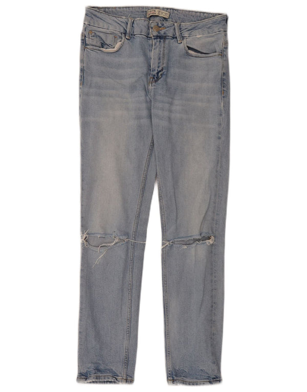 Zara Damen Distressed Slim Jeans EU 38 Small W28 L28 Blau