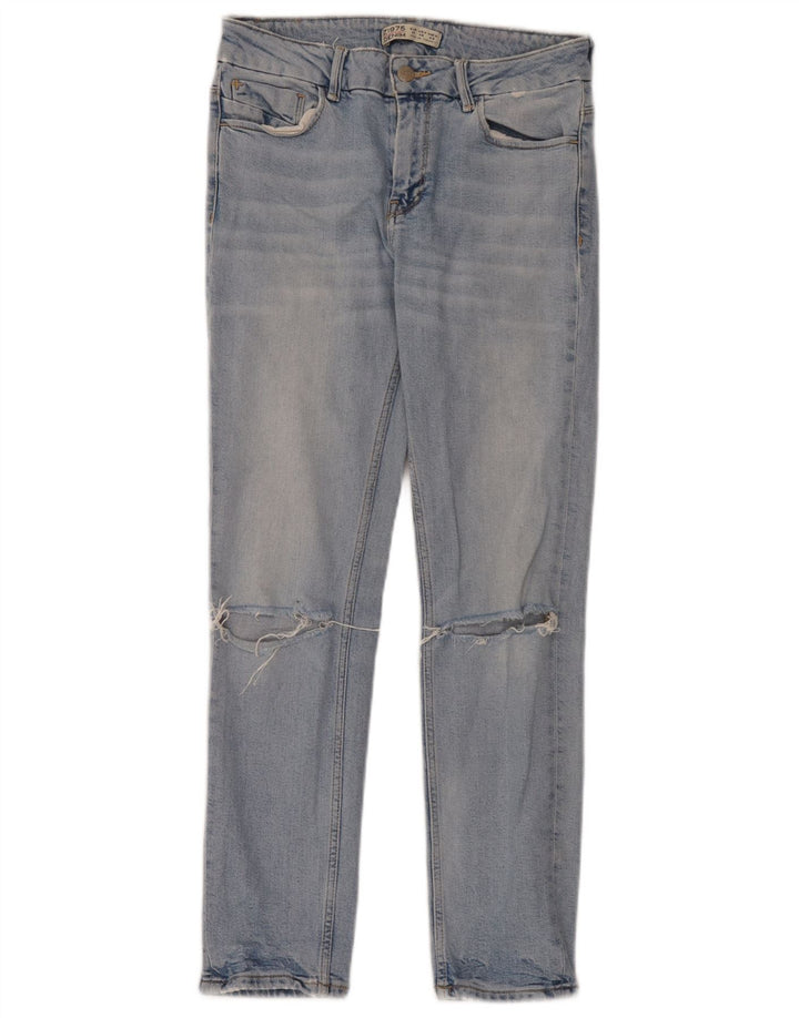 Zara Damen Distressed Slim Jeans EU 38 Small W28 L28 Blau