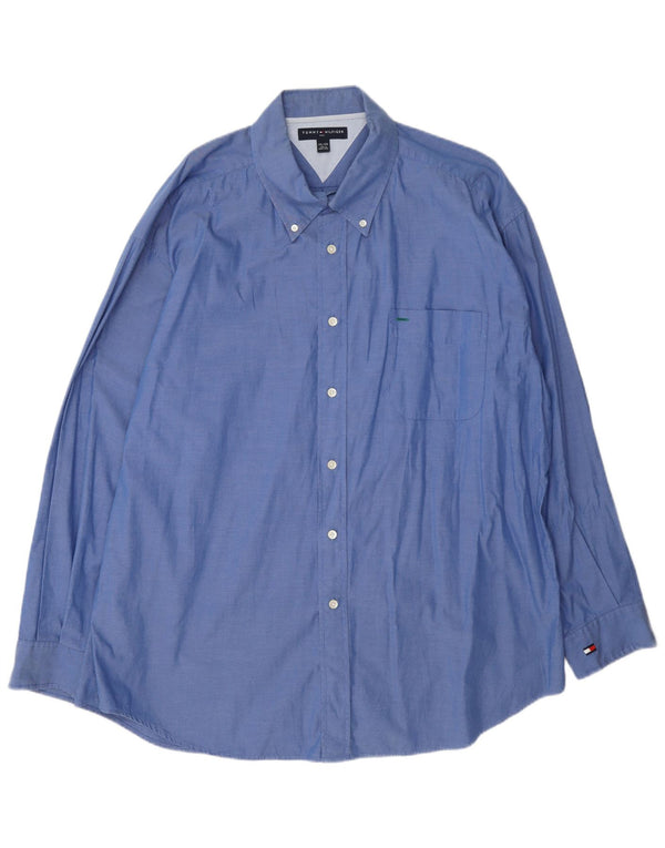 Tommy Hilfiger Herrenhemd 2XL Blaue Baumwolle