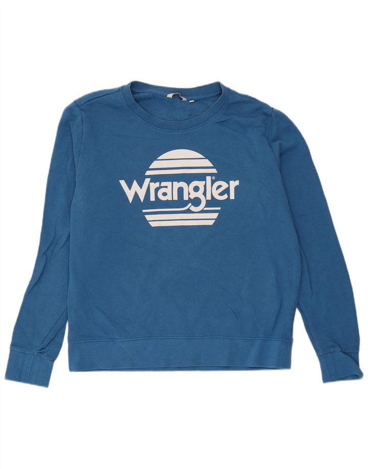 Wrangler Womens Graphic Sweatshirt Pullover UK 14 Mittelblaue Baumwolle