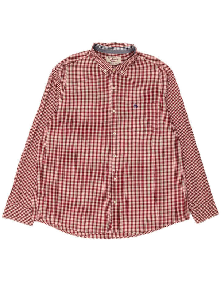 Pinguin-Herrenhemd XL aus roter Gingham-Baumwolle