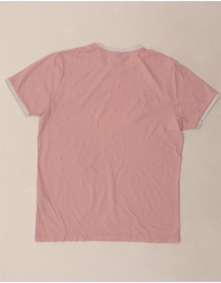 Ellesse Herren-T-Shirt-Oberteil, groß, rosa, Colourblock-Baumwolle