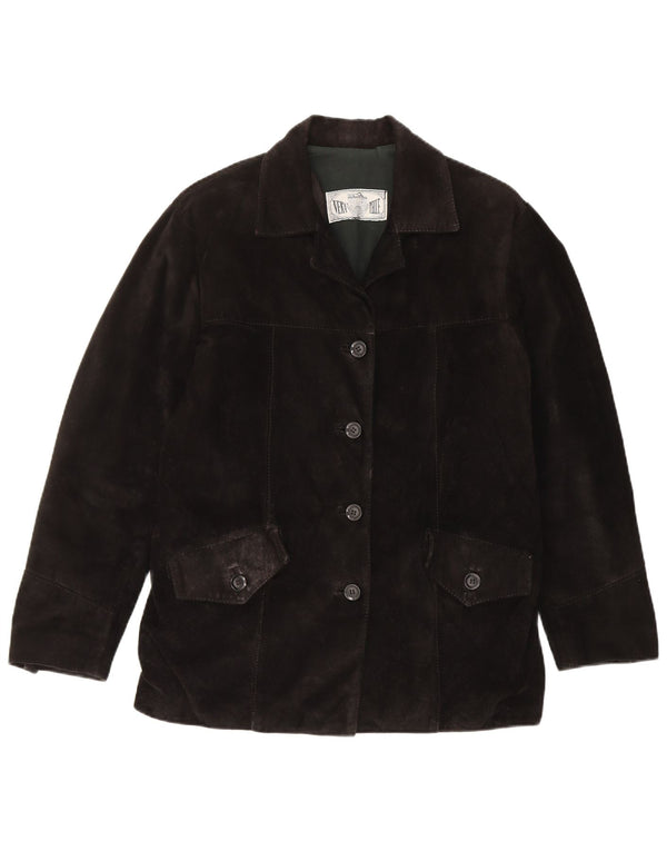 Vintage Damen Wildlederjacke IT 42 Mittelschwarzes Leder